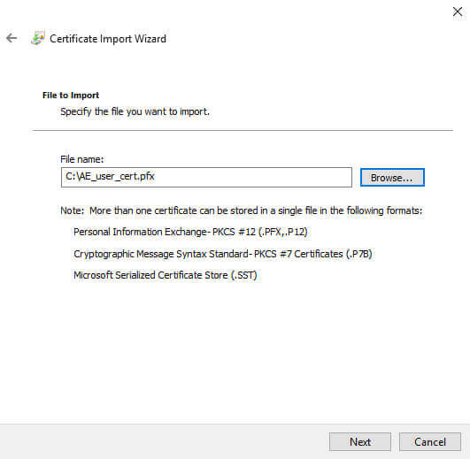 Certificate Manager Import File