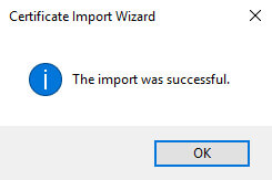 Certificate Manager Import Success