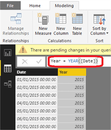 Using the Year function to calculate Year - Description: Using the Year function to calculate Year