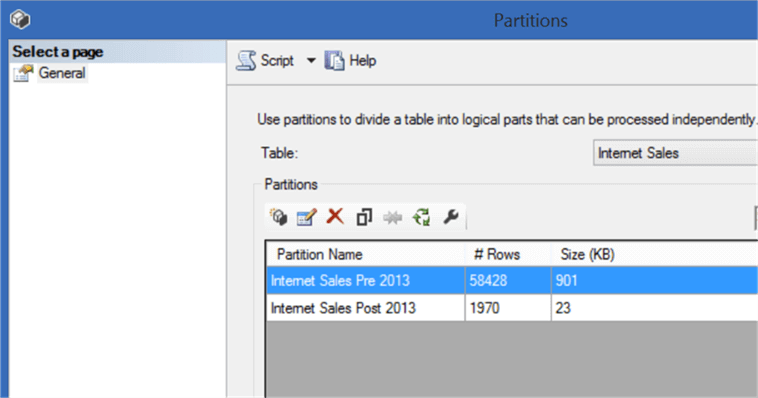 Partitions in SSMS