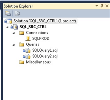 Files in Source Control in the SSMS Object Explorer