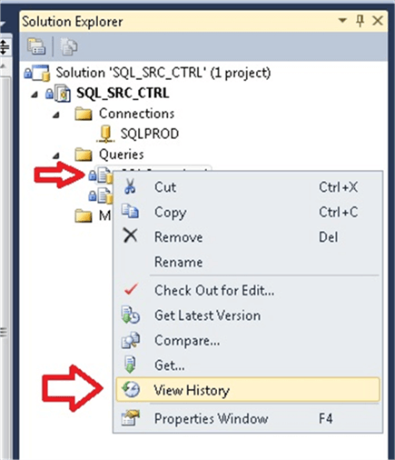 View History for Source Controlled File in SSMS
