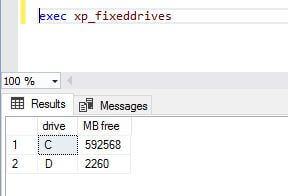 Results from SQL Server XP_FIXEDDRIVES 