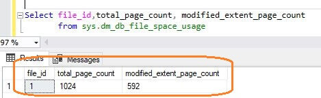 SQL Server 2017 DMV sys.dm_db_file_space_usage has a new field i.e. modified_extent_page_count