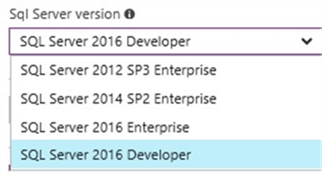 SQL Server versions available for Azure