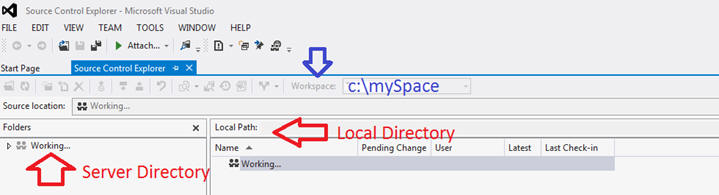 source control folders mapped in Visual Studio 2012 Shell
