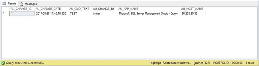 SSMS - Audit Table - Description: It is very important to use an audit table for future debugging.