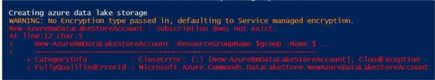 The Azure Data Lake is not a namespace.