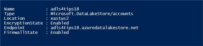 A screen shot of the new Azure Data Lake Storage account.