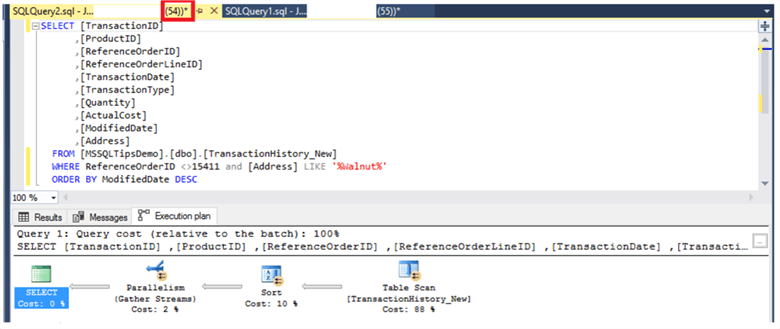 SQL Server Query Plan for Session 54