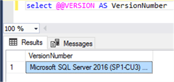 SQL Server 2016 (SP1-CU3) is the version