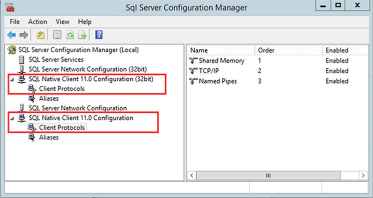 SQL Server Configuration Manager - Description: Setting Protocol order.