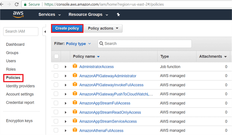 On Policies page, click Create Policy. - Description: On Policies page, click Create Policy.