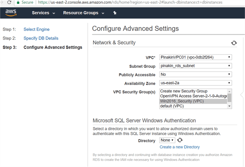 On Configure Advance setting section, select the VPC, Security group, availability zone. - Description: On Configure Advance setting section, select the VPC, Security group, availability zone.&#xA;Note  if you select publicly accessible yes; then your database will be accessible using public IP address outside from VPC and security group.&#xA;