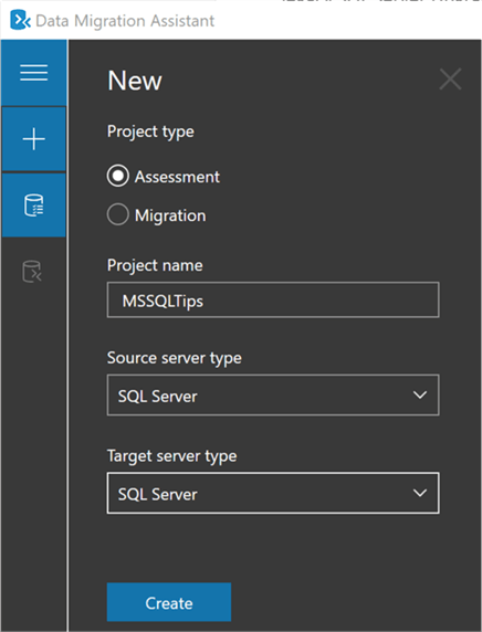 Create an assessment with the SQL Server Data Migration Assistant
