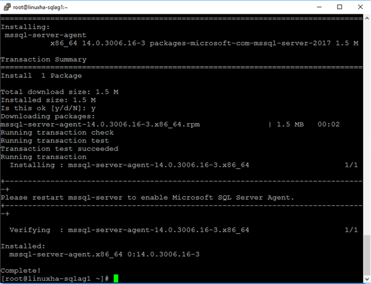 command to install SQL Server Agent on Linux
