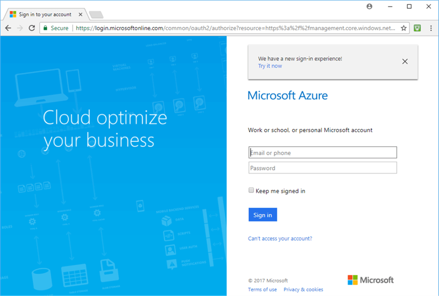 Sign in Microsoft Azure portal - Description: Sign in Microsoft Azure portal