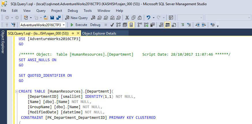 SQL Server v17.x  Management Studio revert back to default mode from presenton output