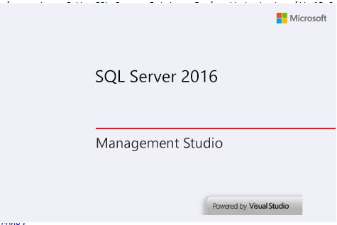 SQL Server 2016 Management Studio start up screen