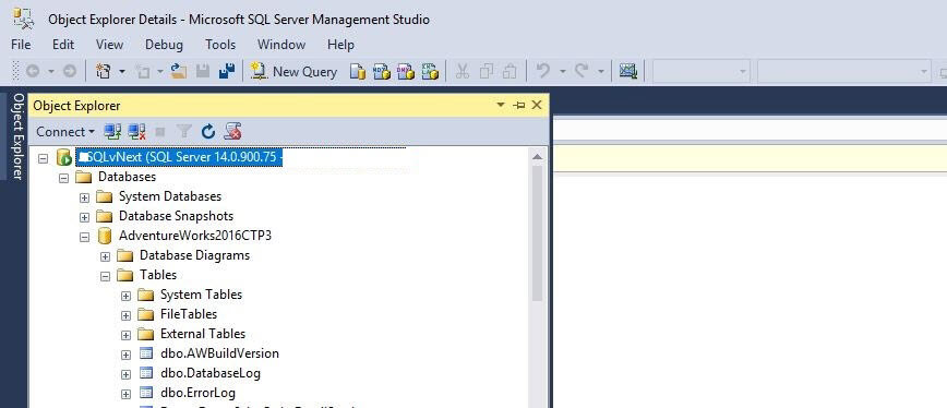 SQL Server 2016 Management Studio icons