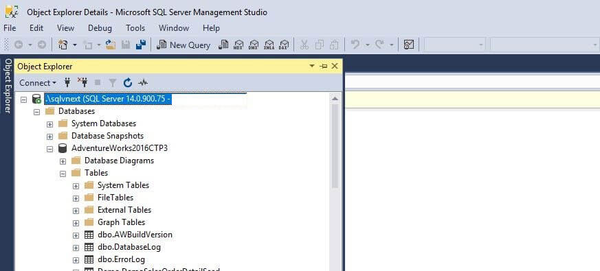SQL Server v17.3 Management Studio icons