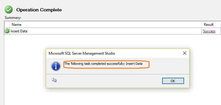 Data insert is complete in the Import Flat File Wizard in SQL Server Management Studio
