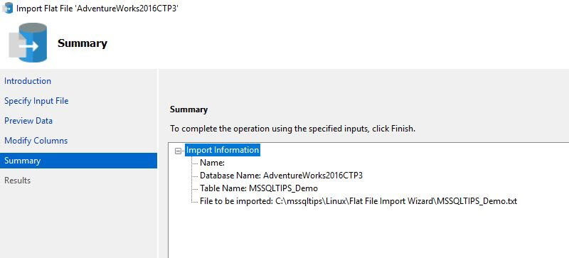 Summary of Tasks for the Import Flat File Wizard in SQL Server Management Studio