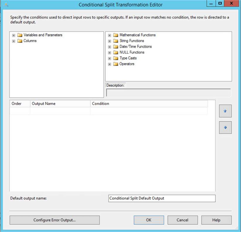 ssis conditional split editor