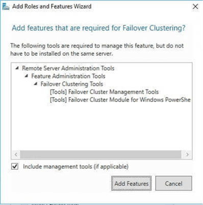 the Add features that are required for Failover Clustering dialog box