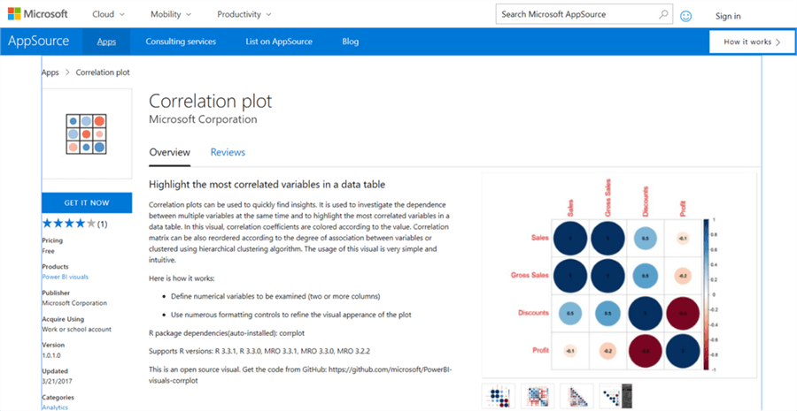 Download Correlation Plot for Power BI Desktop - Description: Download Correlation Plot