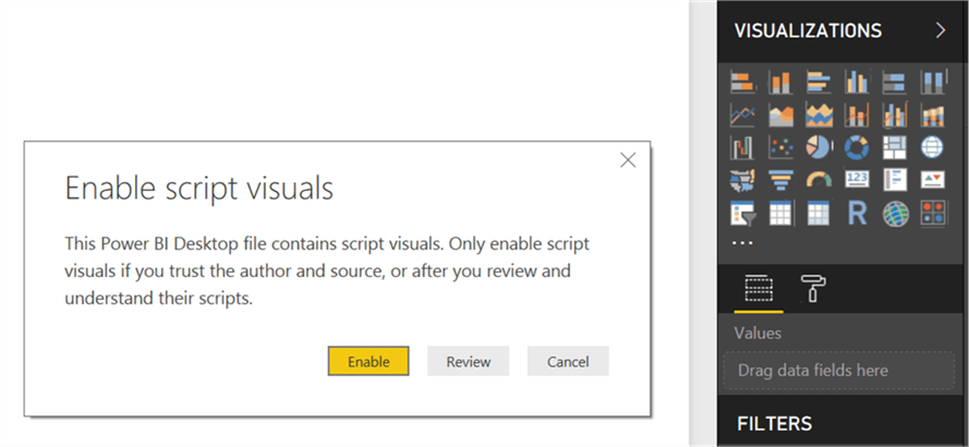 Enable Script Visuals in Power BI Desktop - Description: Install