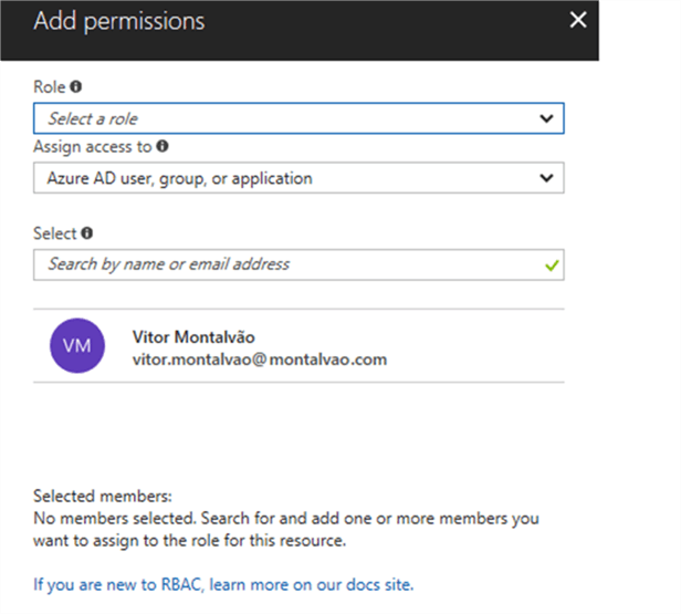 Add permissions - Description: Add permission to SQL Azure server