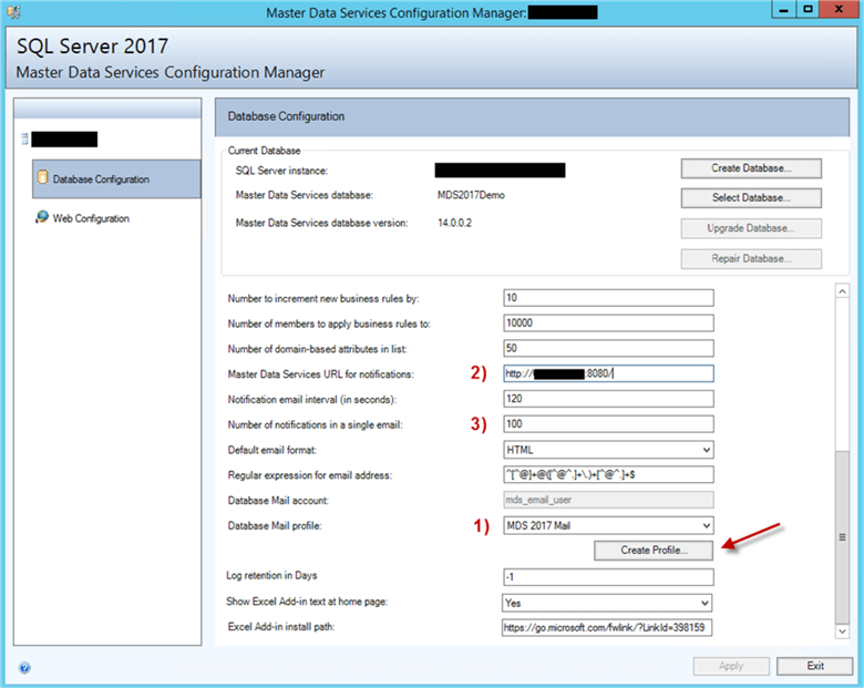 Notifications Settings in MDS Configuration Manager