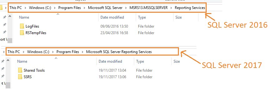 SQL Server Reporting Services directory level change