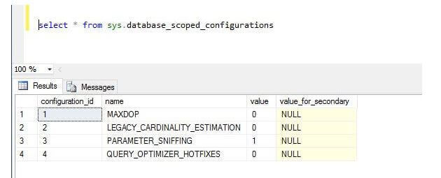 SQL Server 2016 Database Scoped Operation