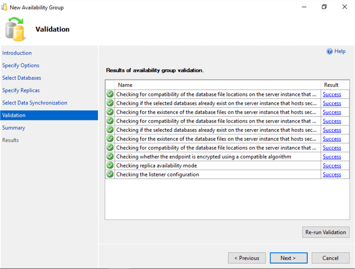 validate availability group settings