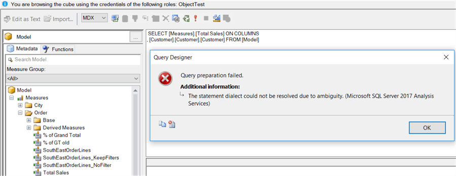 error while querying