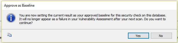 SSMS Vulnerability Assessment report approve baseline warning 
