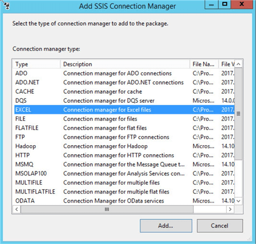 ssis add connection manager