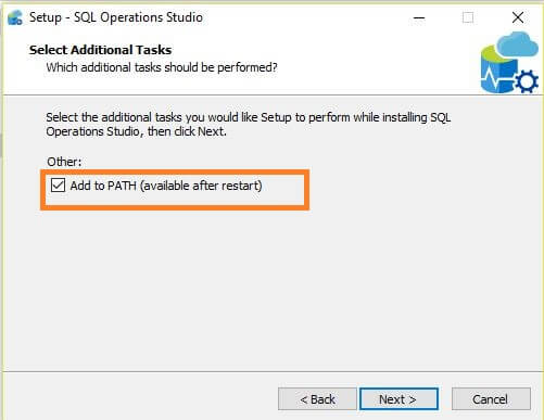 Microsoft SQL Operations Studio Installation PATH
