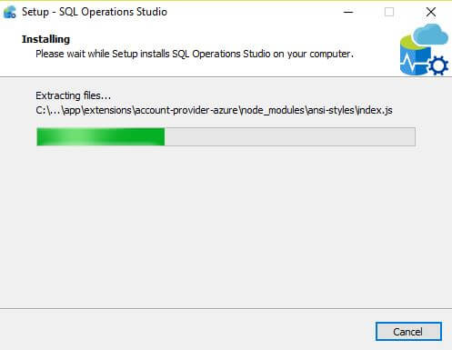 Microsoft SQL Operations Studio Installation PATH view