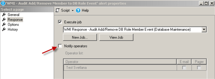Alert to Respond to the Database Roles Add/Remove User Events - response