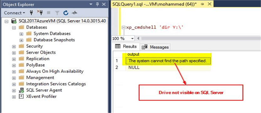 Drive not visible to SQL Server