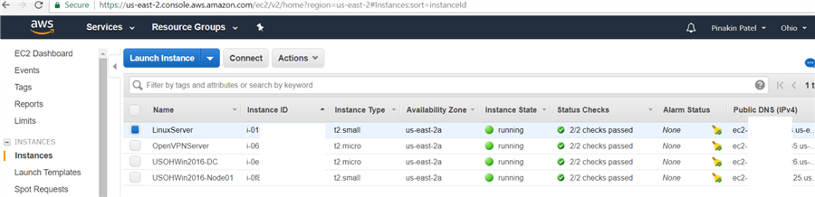 On Instances page the Instance is initialized the status will be shown as passed and AWS Instance is up and running.