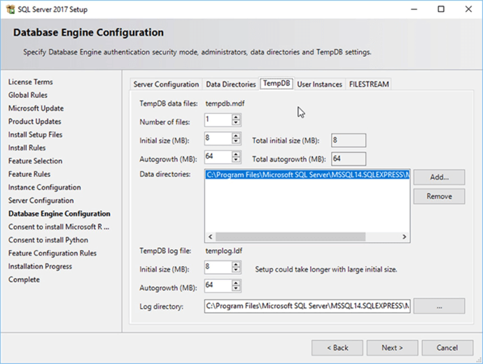 Screen Capture 14 - Description: Configuring Tempdb.