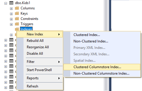 clustered columnstore index