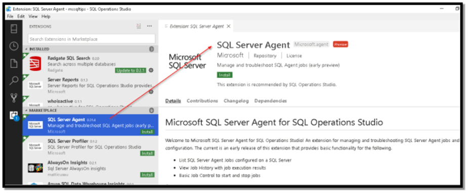 Image 2: SQL Server Agent Extension help page