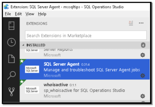 Image 4: SQL Server Agent Extension in Installed section