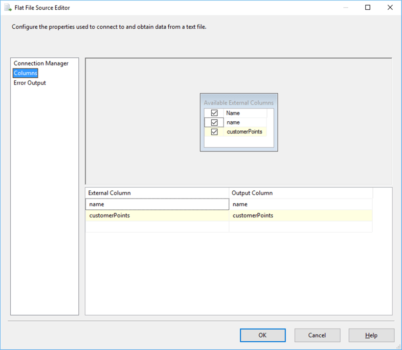 Taking a flat file source editor for getting a file records as input.