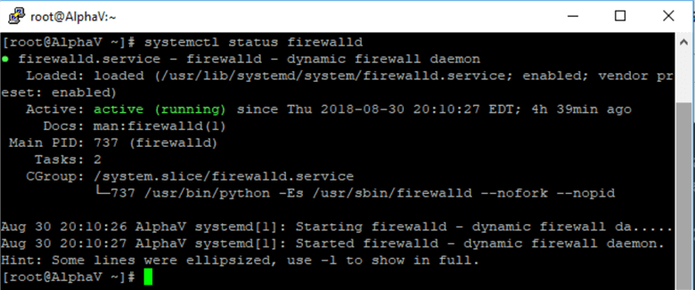 check the status of the firewall daemon